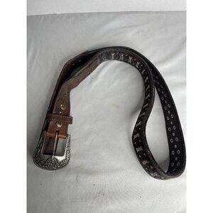 WRANGLER‎ Western Cow Hair Genuine Leather Belt Size 48 Brown